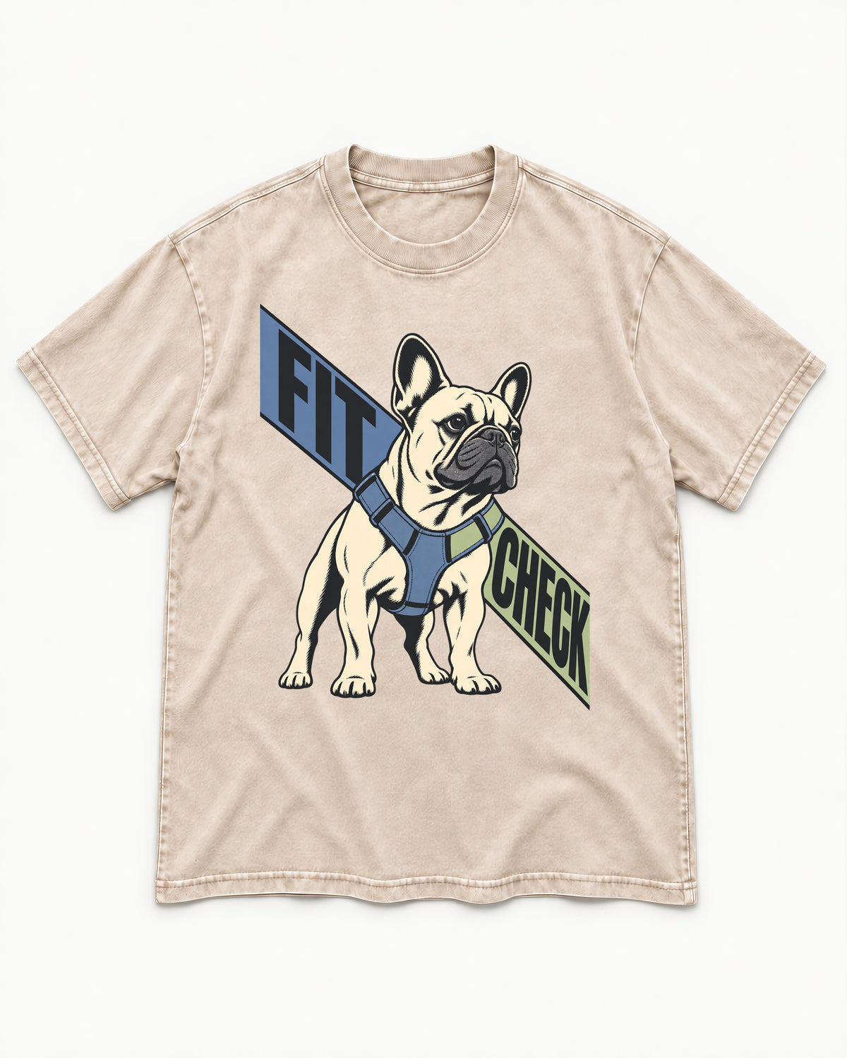 Frenchie Fit Check Washed Tee in Apricot, flat lay product photo