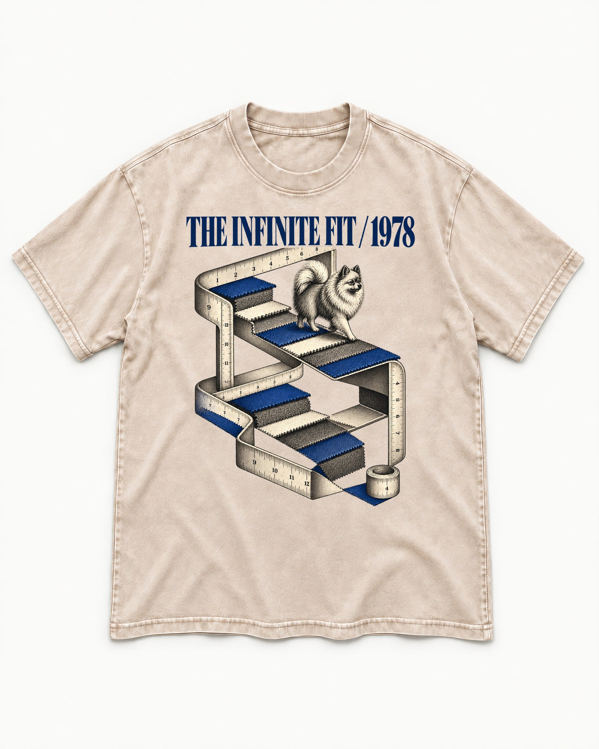 The Infinite Pomeranian Fit Washed Tee in Apricot, flat lay product photo