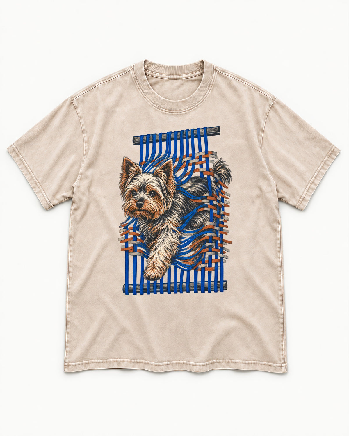 Yorkshire Terrier Unbound Washed Tee in Apricot, flat lay product photo