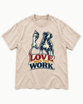 Pitbull Love Does the Work Washed Tee in Apricot, flat lay product photo