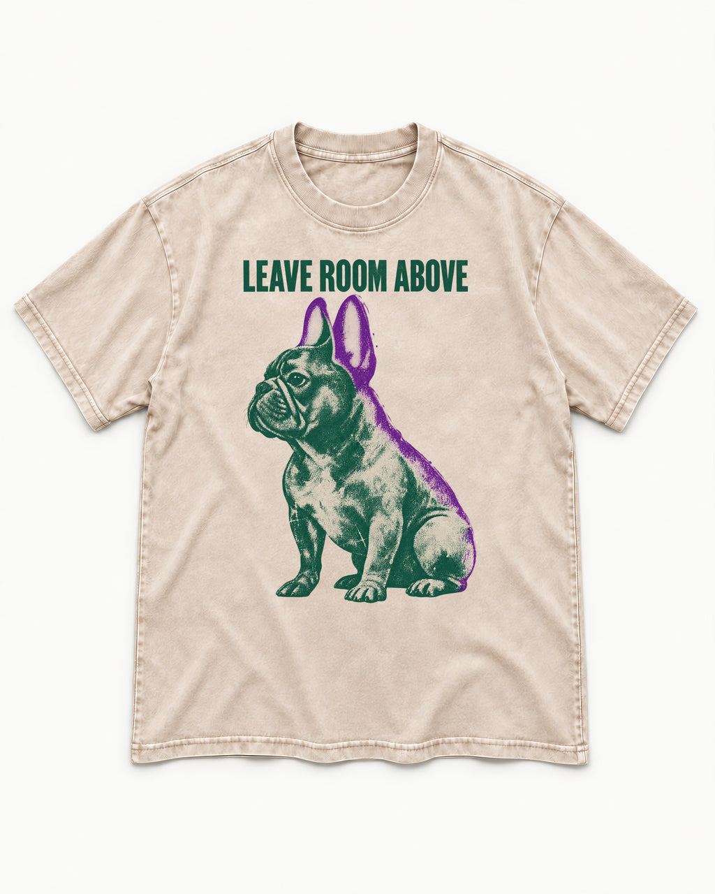Leave Room Above Frenchie Washed Tee in Apricot, flat lay product photo