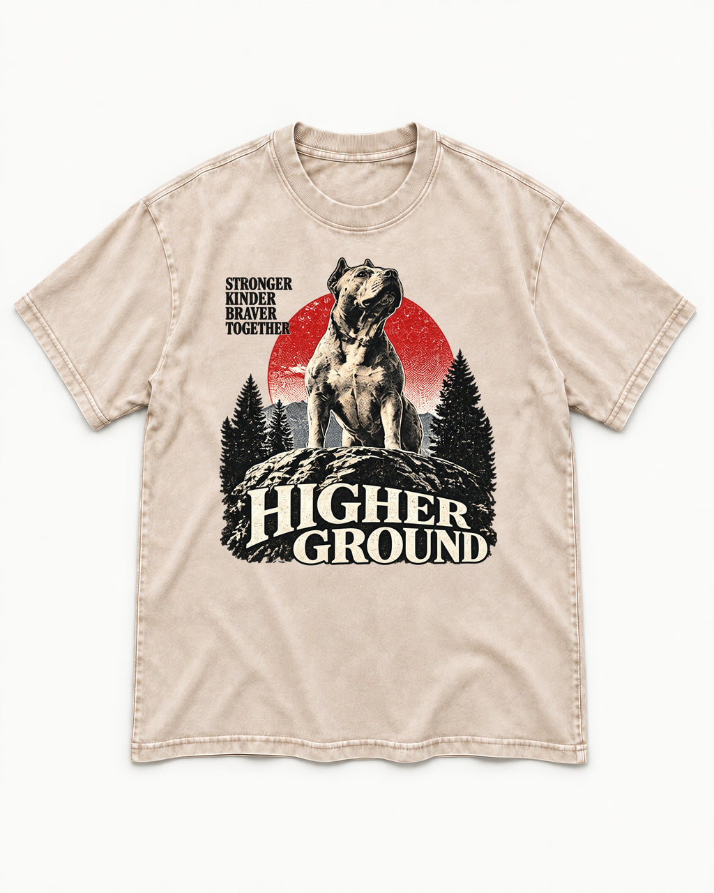 Pitbull Higher Ground Washed Tee in Apricot, flat lay product photo
