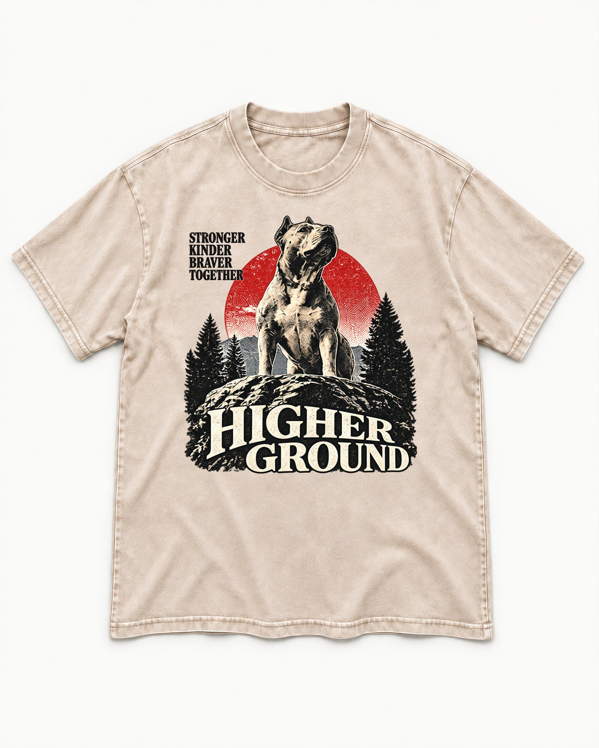 Pitbull Higher Ground Washed Tee in Apricot, flat lay product photo