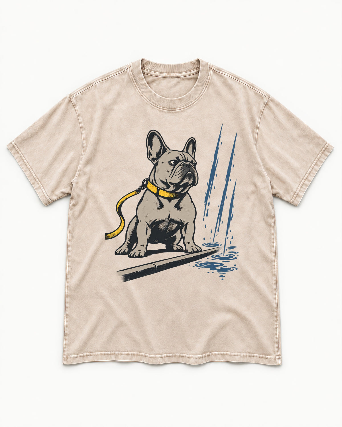 Frenchie Has Standards Washed Tee in Apricot, flat lay product photo