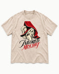 Tailored Mischief Shih Tzu Washed Tee in Apricot, flat lay product photo