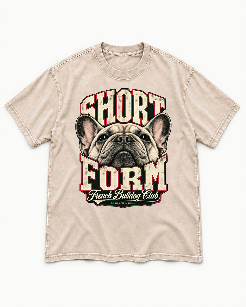 Short Form Frenchie Washed Tee in Apricot, flat lay product photo