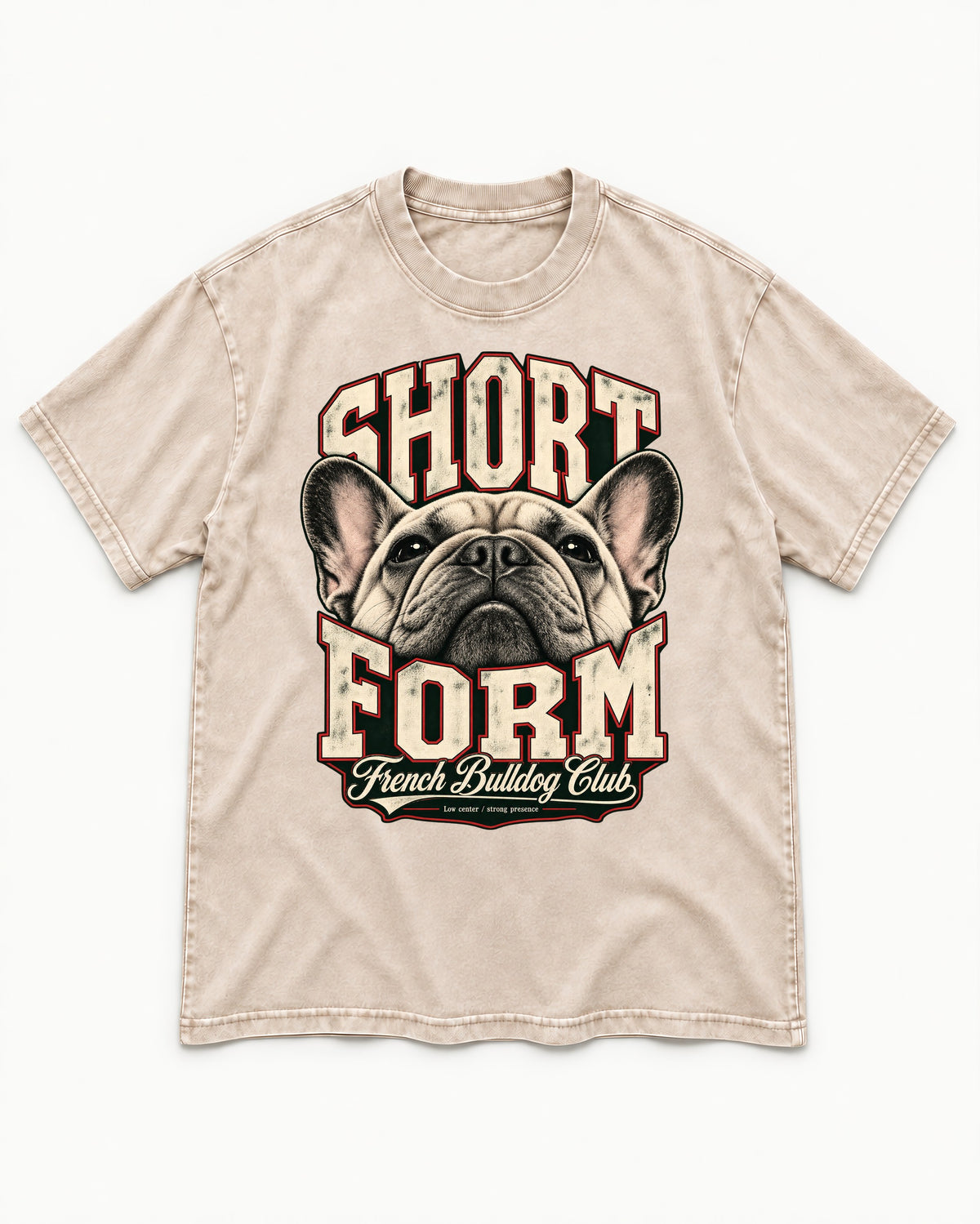 Short Form Frenchie Washed Tee in Apricot, flat lay product photo