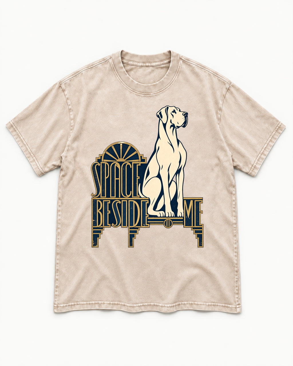 Great Dane's Space Beside Me Washed Tee in Apricot, flat lay product photo