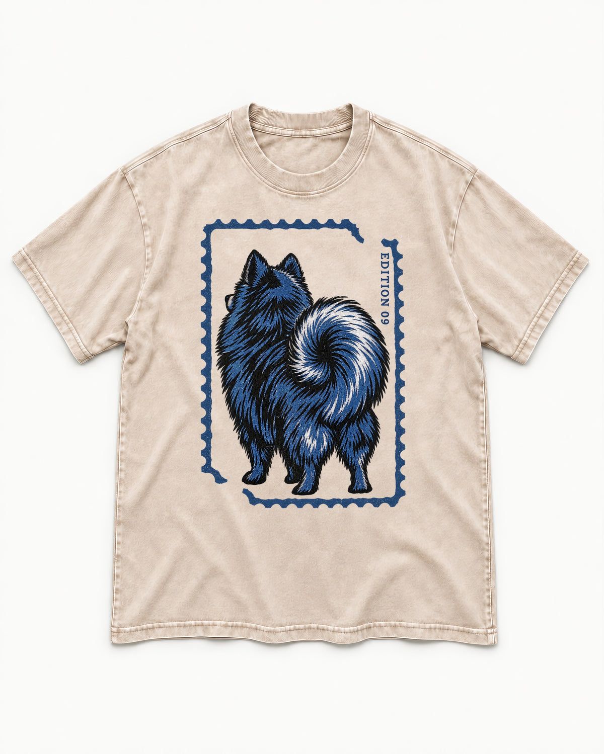 Pomeranian Pride Washed Tee in Apricot, flat lay product photo