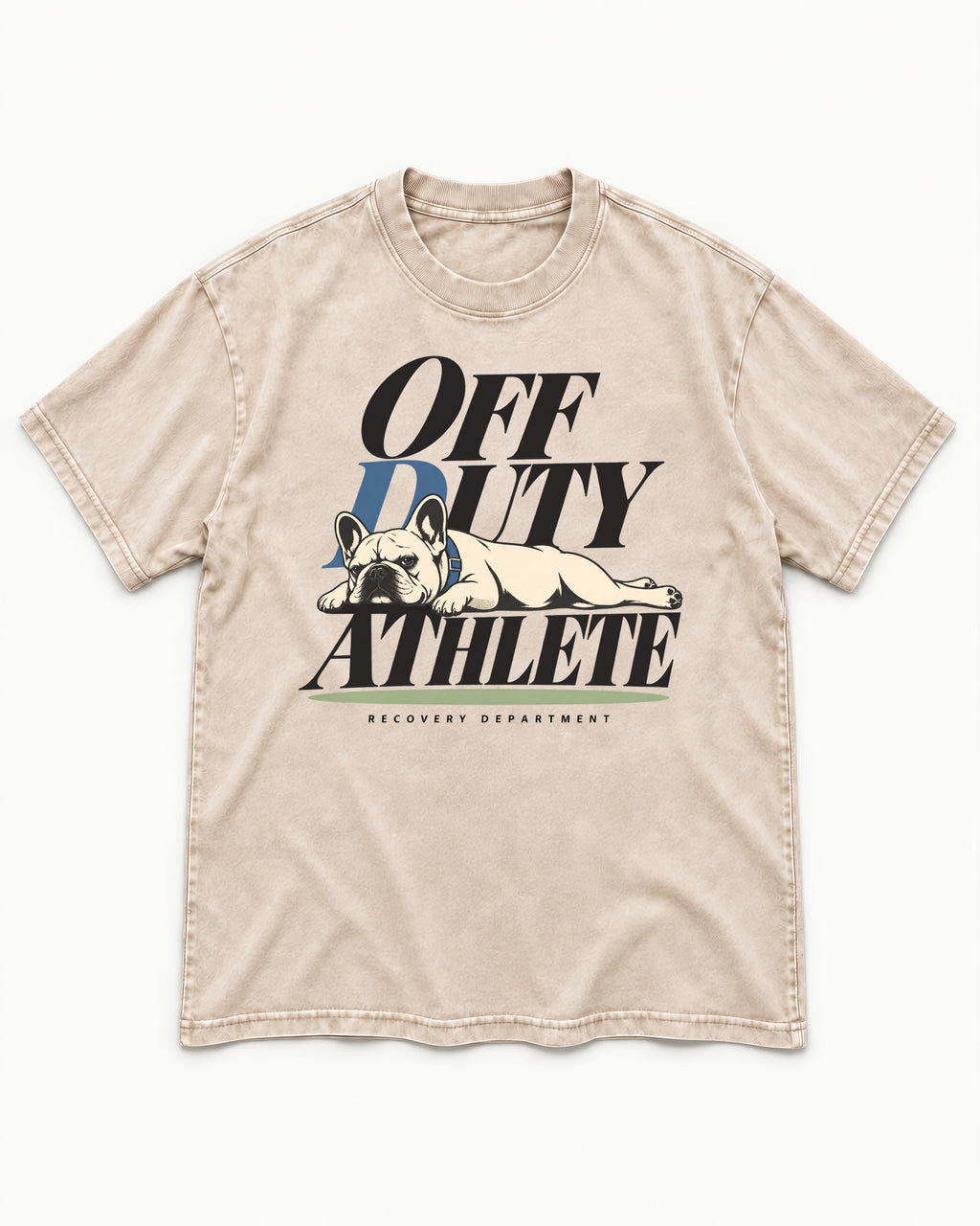 Off Duty Athlete Frenchie Washed Tee in Apricot, flat lay product photo