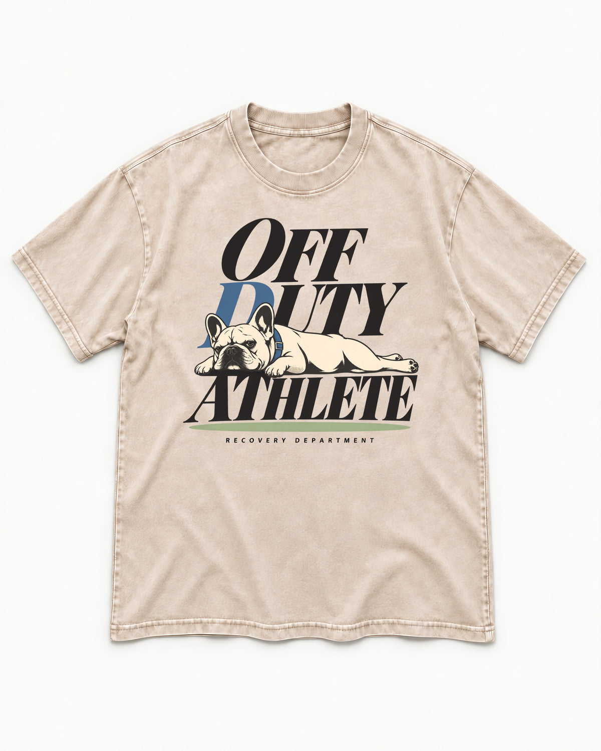 Off Duty Athlete Frenchie Washed Tee in Apricot, flat lay product photo