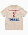 Think Smaller Chihuahua Washed Tee in Apricot, flat lay product photo