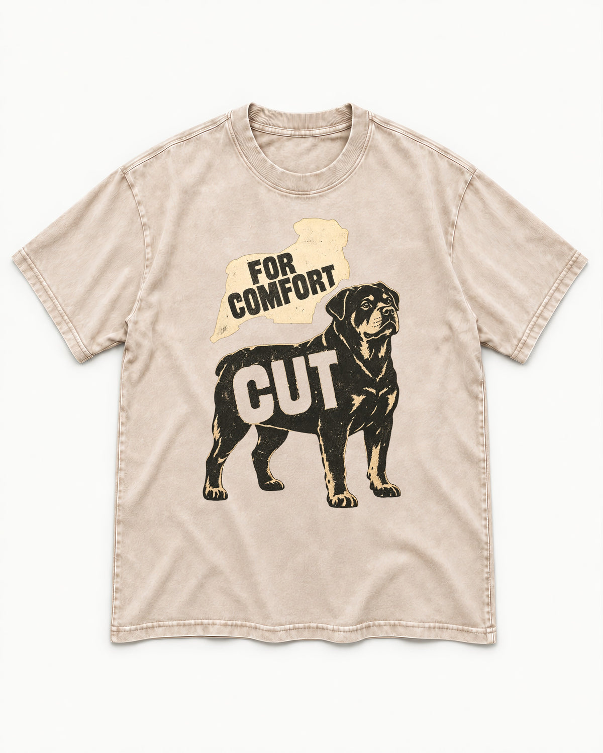 Rottweiler Cut for Comfort Washed Tee in Apricot, flat lay product photo