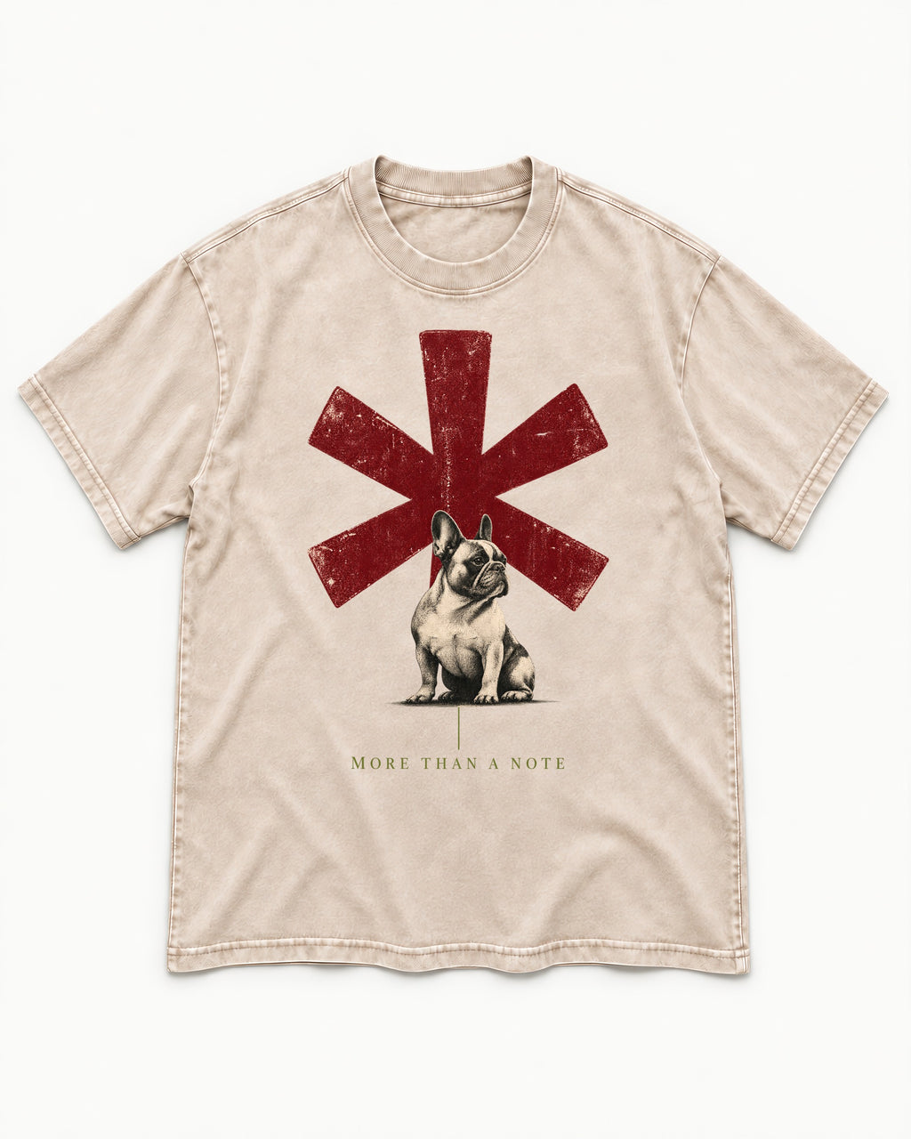 Frenchie More Than a Note Washed Tee in Apricot, flat lay product photo