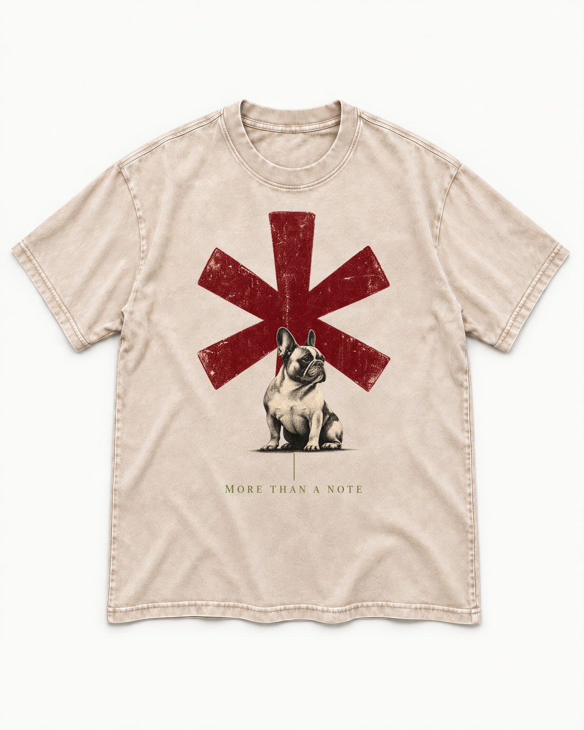 Frenchie More Than a Note Washed Tee in Apricot, flat lay product photo
