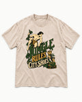 Jungle Rules City Shoes Yorkshire Terrier Washed Tee in Apricot, flat lay product photo