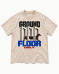 Ground Floor Only Dachshund Washed Tee in Apricot, flat lay product photo