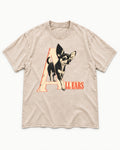 All Ears Chihuahua Washed Tee in Apricot, flat lay product photo