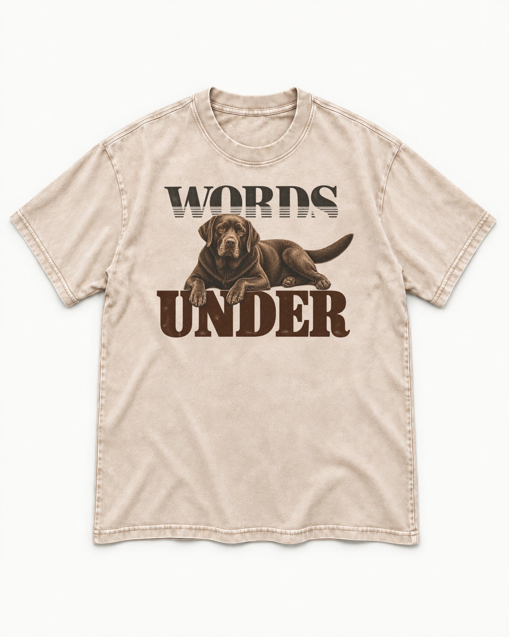 Words Under Labrador Retriever Washed Tee in Apricot, flat lay product photo