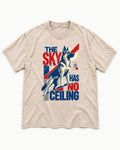 Sky Has No Ceiling German Shepherd Dog Washed Tee in Apricot, flat lay product photo