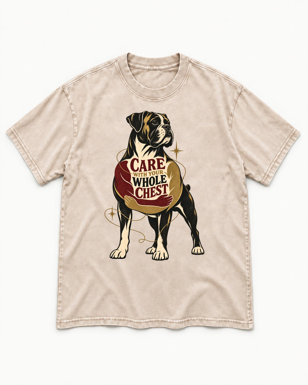 Boxer Care With Your Whole Chest Washed Tee in Apricot, flat lay product photo