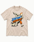 Pug Scoop Now Explain Later Washed Tee in Apricot, flat lay product photo