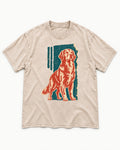Golden Retriever Steadfast Heart Washed Tee in Apricot, flat lay product photo