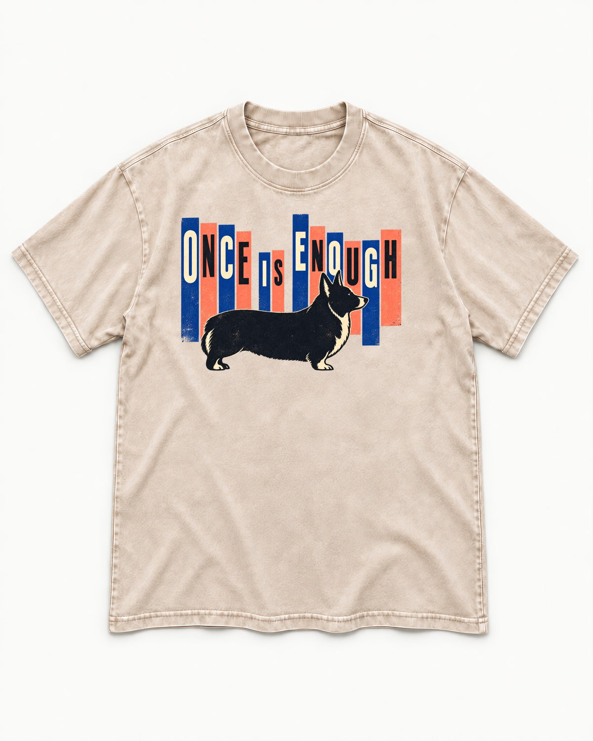 Corgi Once Is Enough Washed Tee in Apricot, flat lay product photo