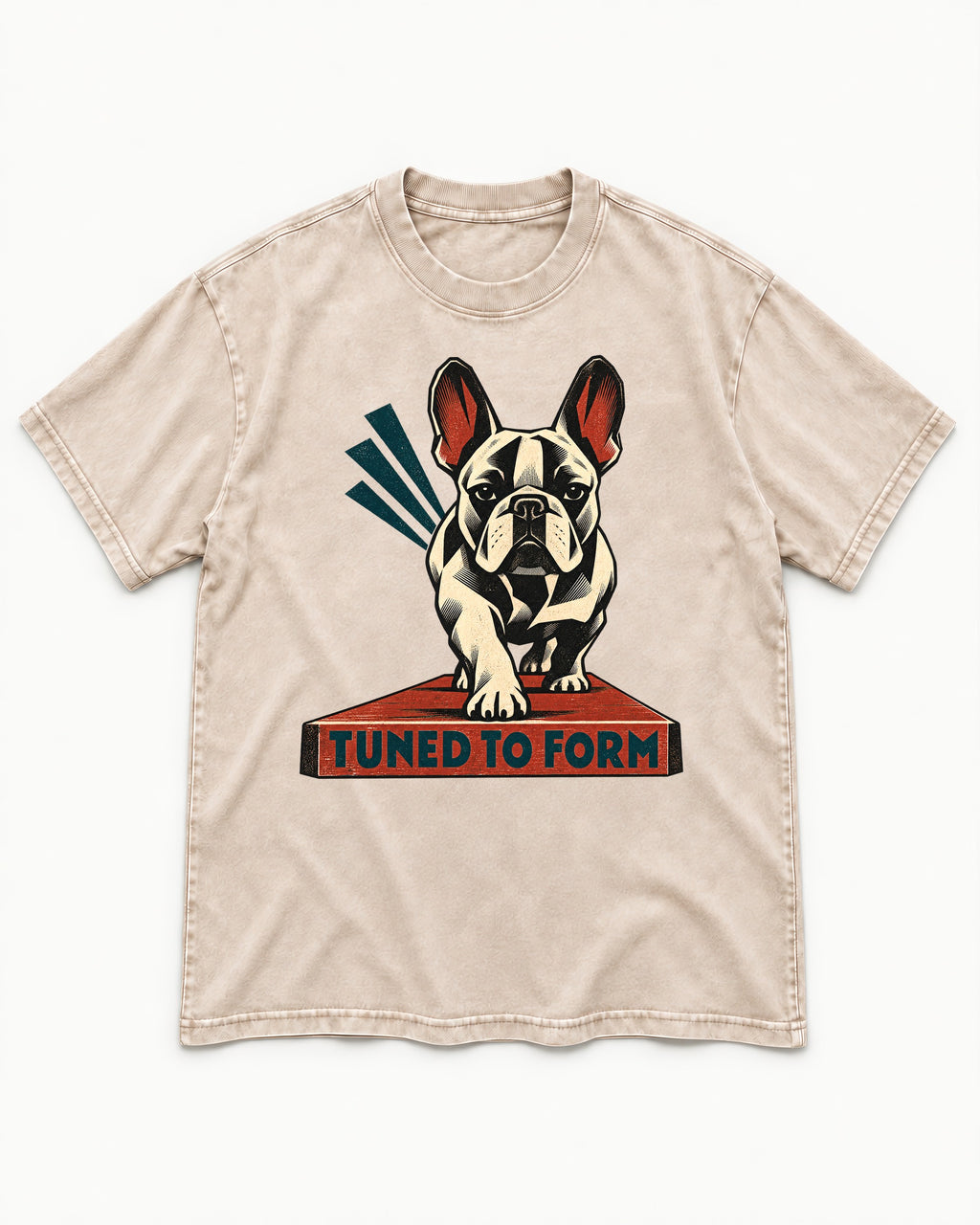 Frenchie Tuned to Form Washed Tee in Apricot, flat lay product photo