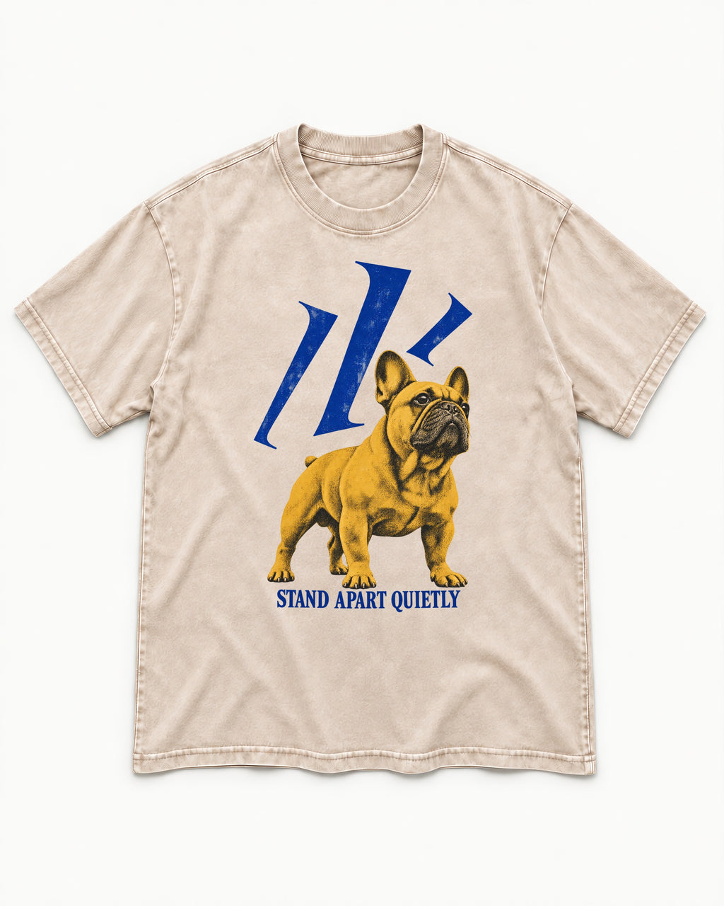 Frenchie Stand Apart Quietly Washed Tee in Apricot, flat lay product photo