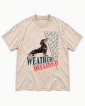 Weather Declined by Dachshund Washed Tee in Apricot, flat lay product photo