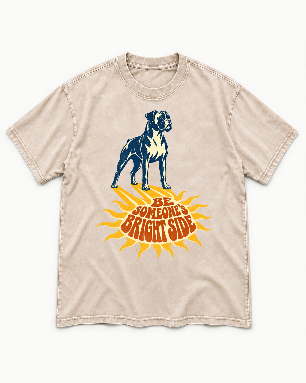 Boxer Be Someone's Bright Side Washed Tee in Apricot, flat lay product photo