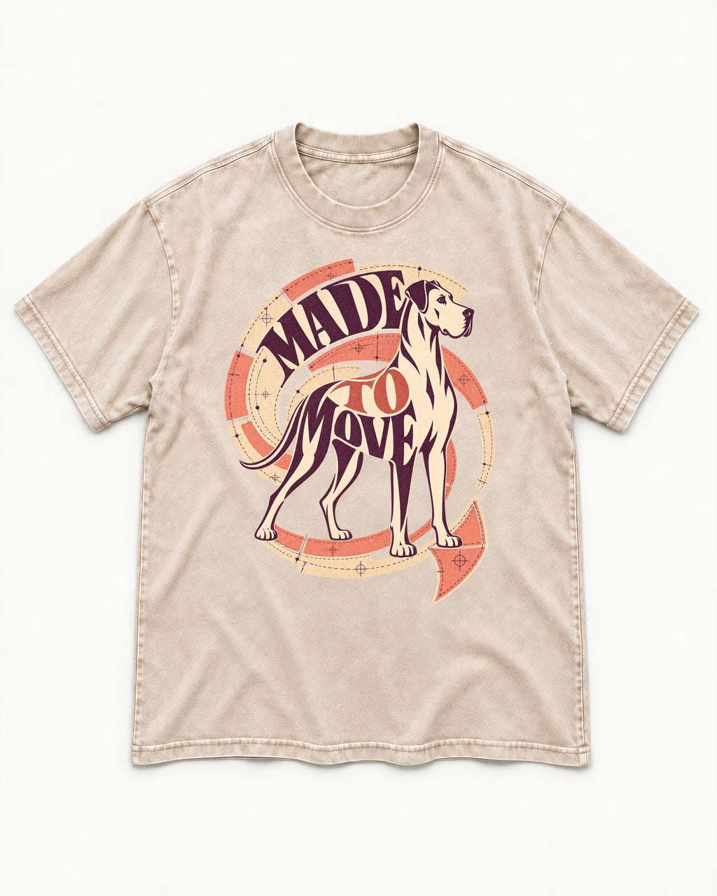 Great Dane Made to Move Washed Tee in Apricot, flat lay product photo