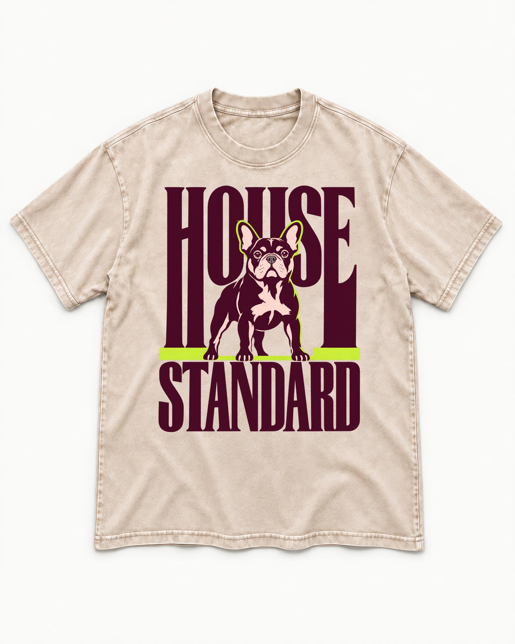 Frenchie House Standard Washed Tee in Apricot, flat lay product photo