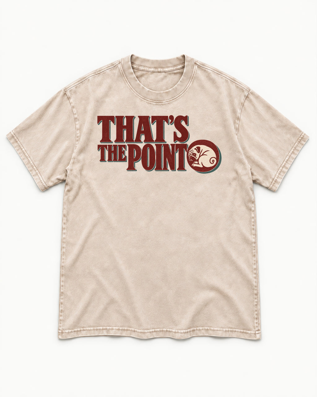 Pug's the Point Washed Tee in Apricot, flat lay product photo