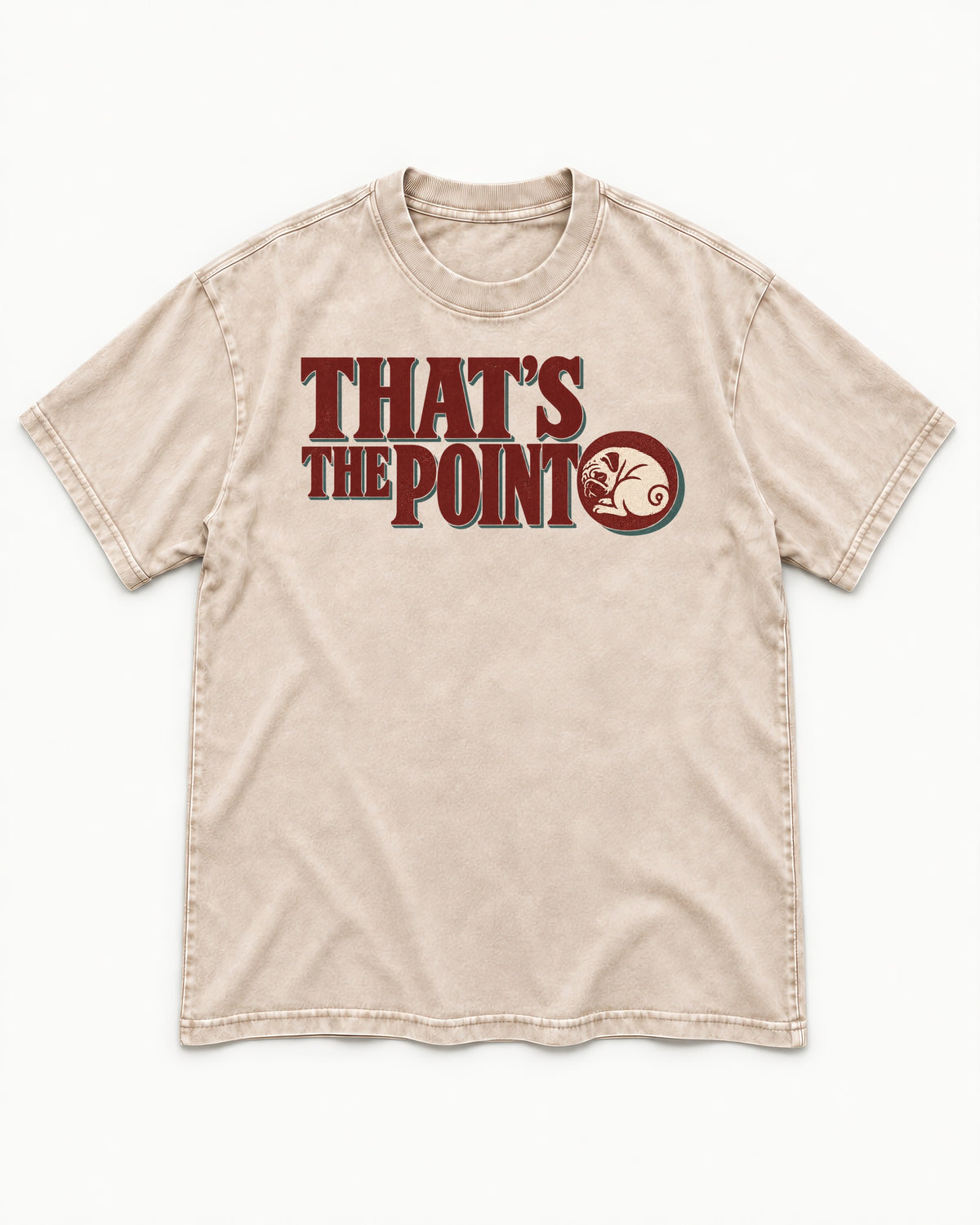 Pug's the Point Washed Tee in Apricot, flat lay product photo