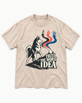Trust the Worst Husky Idea Washed Tee in Apricot, flat lay product photo