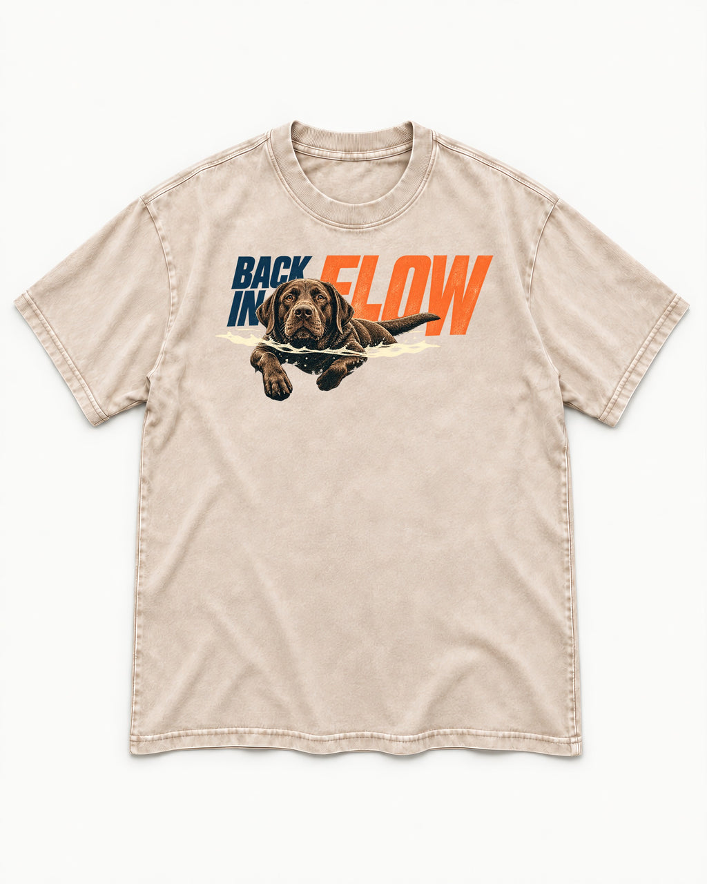 Labrador Retriever Back in Flow Washed Tee in Apricot, flat lay product photo