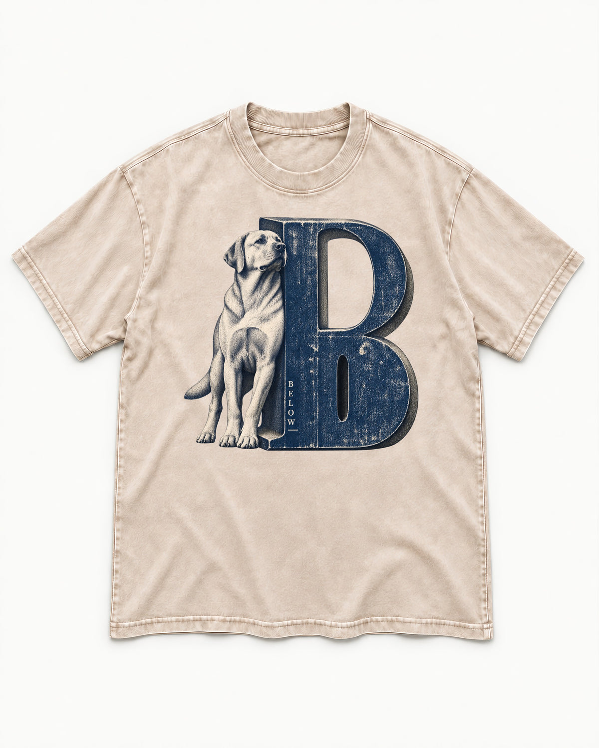 Labrador Retriever Below Washed Tee in Apricot, flat lay product photo