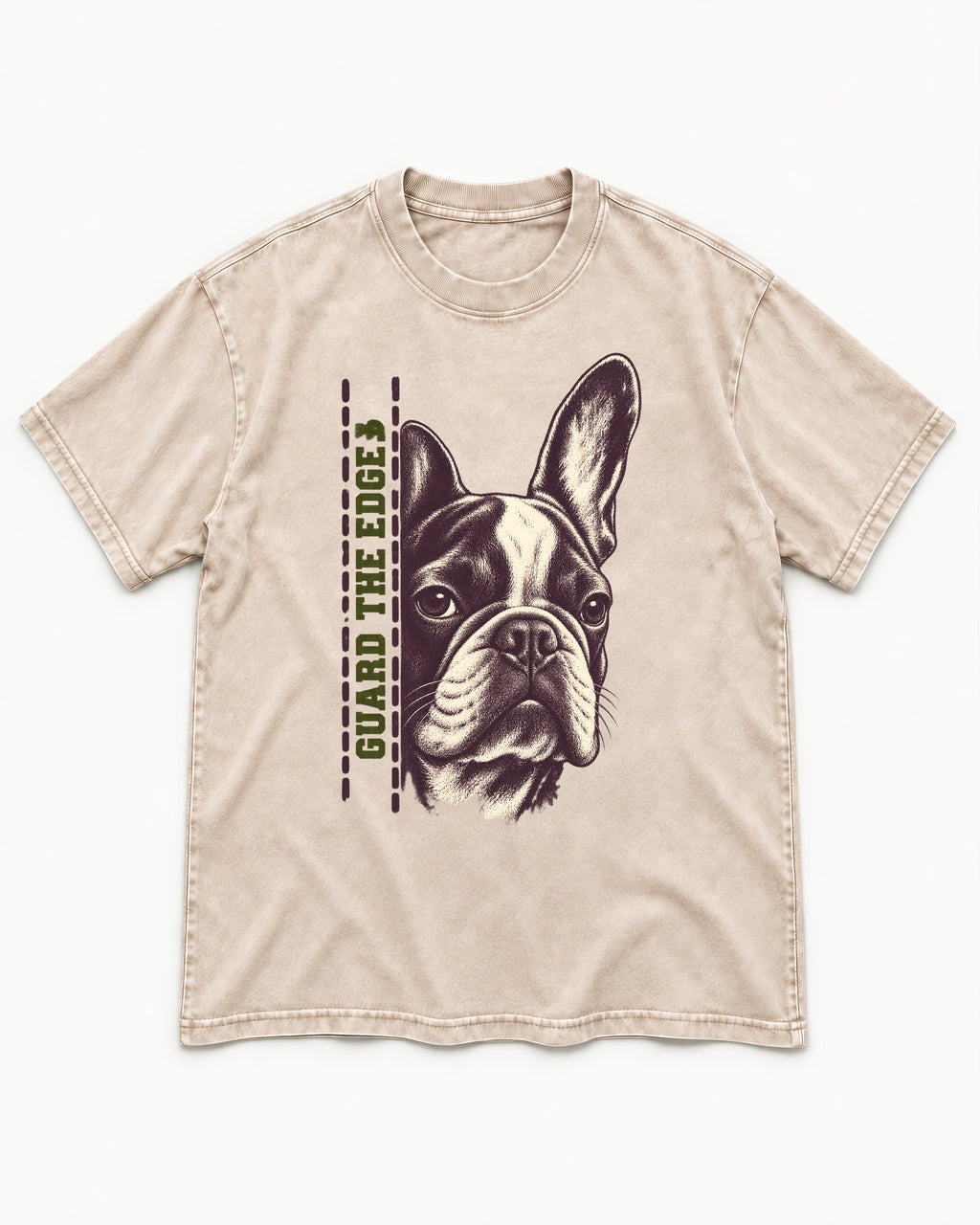 Frenchie Guard the Edge Washed Tee in Apricot, flat lay product photo