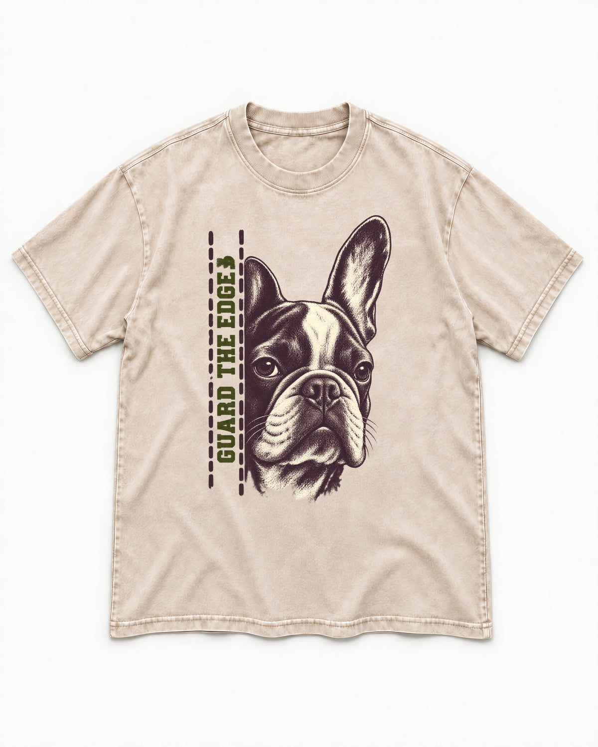 Frenchie Guard the Edge Washed Tee in Apricot, flat lay product photo