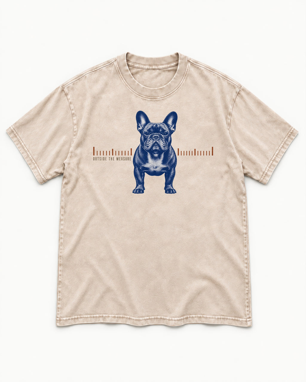 Frenchie Outside the Measure Washed Tee in Apricot, flat lay product photo