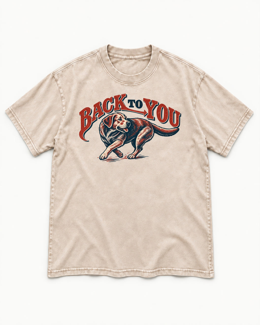 Labrador Retriever Back to You Turning Graphic Washed Tee in Apricot, flat lay product photo