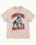 Pitbull Compassion Has Muscle Washed Tee in Apricot, flat lay product photo