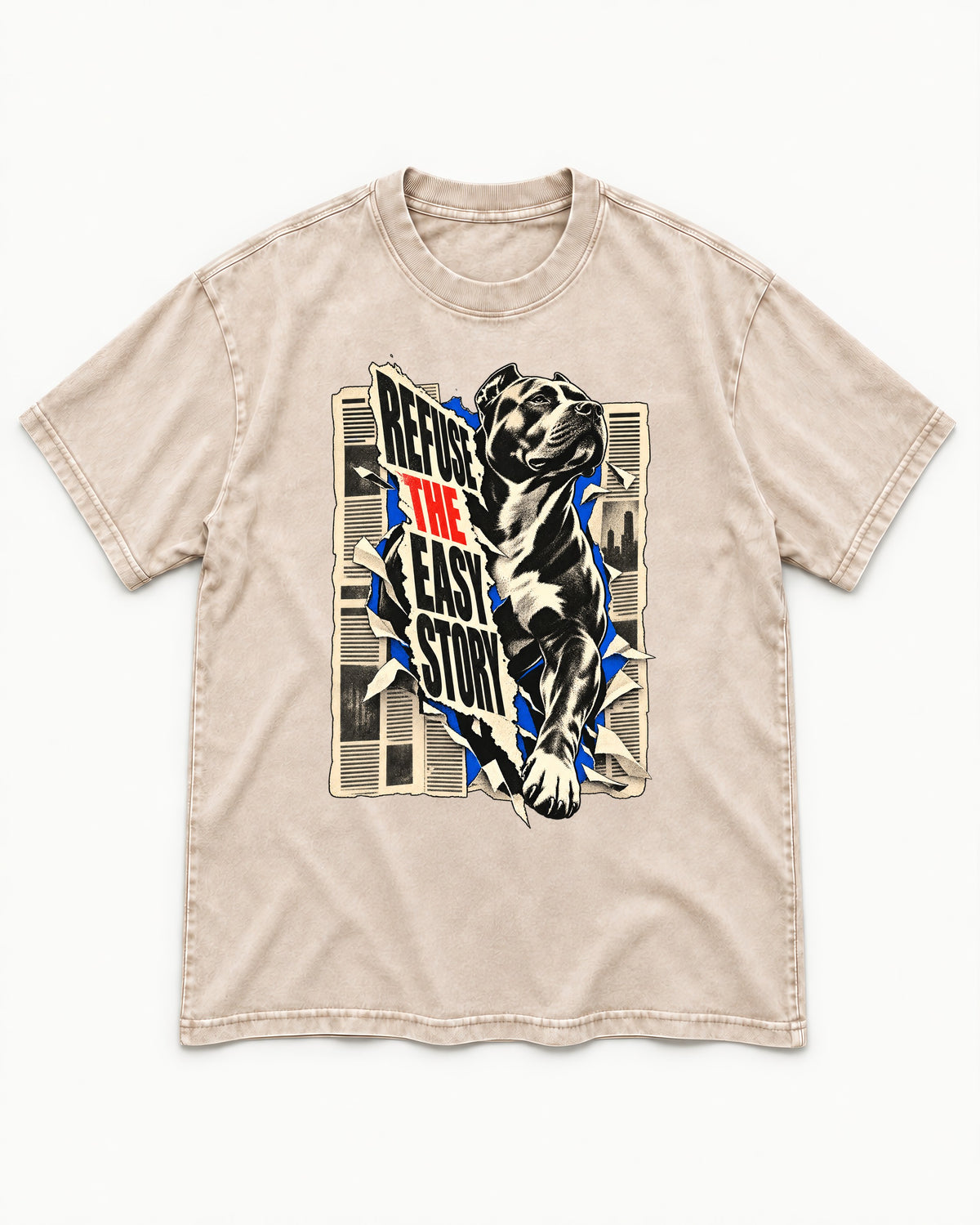 Pitbull Refuse the Easy Story Washed Tee in Apricot, flat lay product photo
