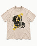 Dachshund More Than Fits Washed Tee in Apricot, flat lay product photo