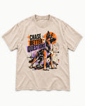 Chase Better Questions German Shepherd Dog Washed Tee in Apricot, flat lay product photo