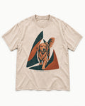 The Golden Retriever Space Stays Washed Tee in Apricot, flat lay product photo