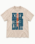 Keep the Pug Fight Washed Tee in Apricot, flat lay product photo