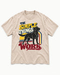The Simple Things Work Labrador Retriever Washed Tee in Apricot, flat lay product photo